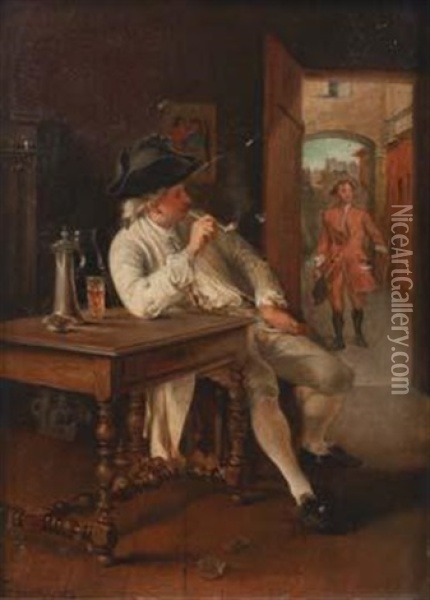 Le Fumeur De Pipe Oil Painting - Jean Baptiste Fauvelet