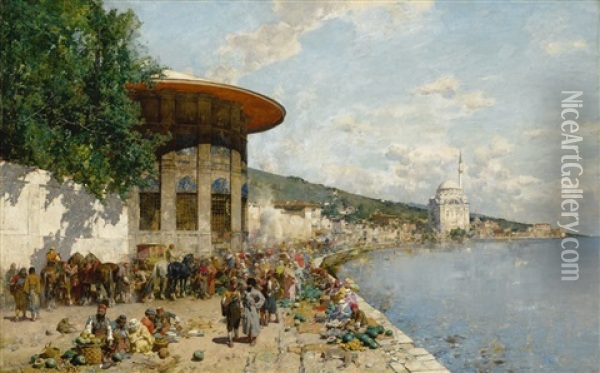 Faubourg De Constantinople Oil Painting - Alberto Pasini