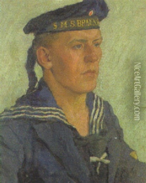 Bildnis Hans Studt Als Mariner Oil Painting - Heinrich Stegemann