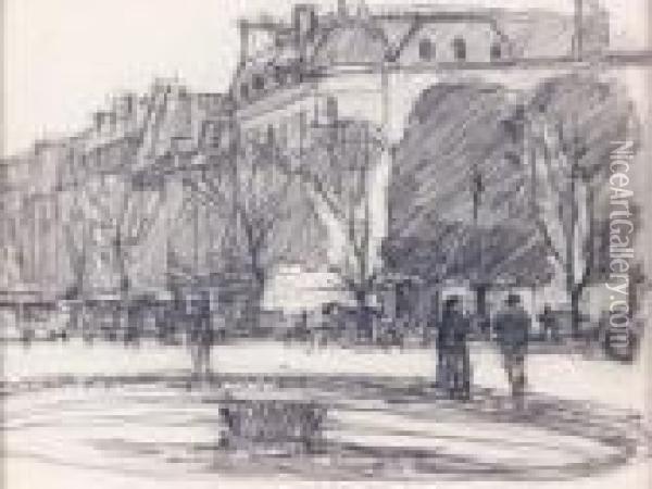 La Fontaine Des Champs-elysees Oil Painting - Georges Lapchine