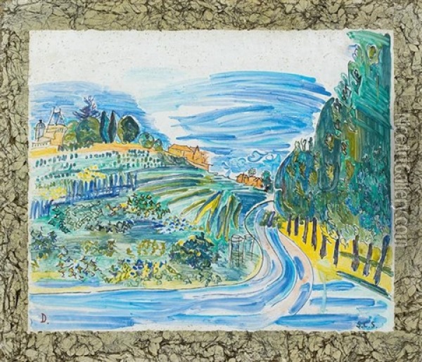 Route Du Vin (after Raoul Dufy) Oil Painting - Speranza Calo-Seailles