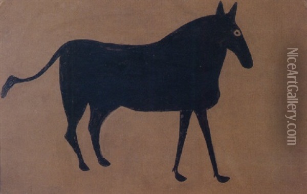 Big Black Mule Oil Painting - Bill Traylor