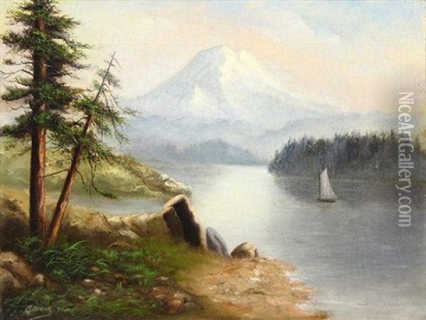 Sailboat On A Mountain Lake Oil Painting - Grafton Tyler Brown