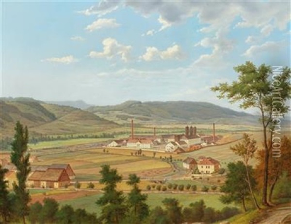 View Of The Chemical Factory In Usti Nad Labem Oil Painting - Ernst Gustav Doerell