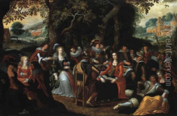 Le Banquet En Foret Oil Painting - Louis de Caullery