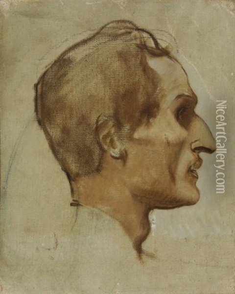 Tete, Profil D'homme (study) Oil Painting - Pierre-Victor Galland