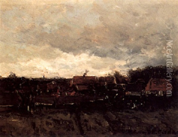 A View Of A Village Oil Painting - Hendrik Willem Mesdag