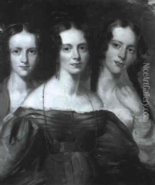 Portrait Of The Barclay Sisters Oil Painting - Charles Robert Leslie