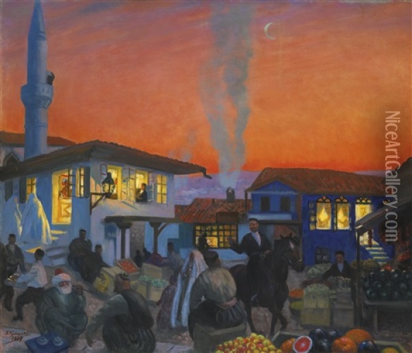 Bakhchisarai Oil Painting - Boris Mikhailovich Kustodiev