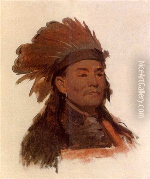 Indian Head Oil Painting - Frank Duveneck