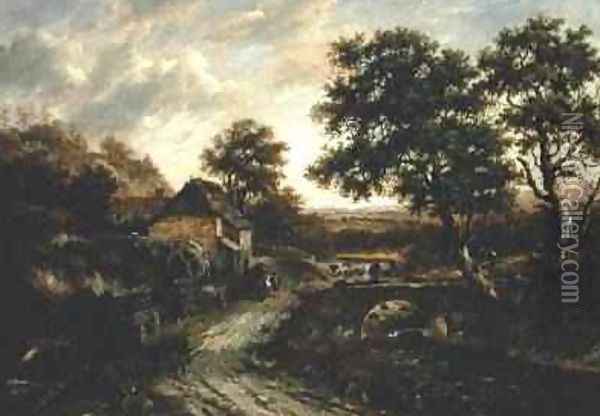 Overshot Flint Mill in Landscape with Fall of Water 1831 Oil Painting - Patrick Nasmyth