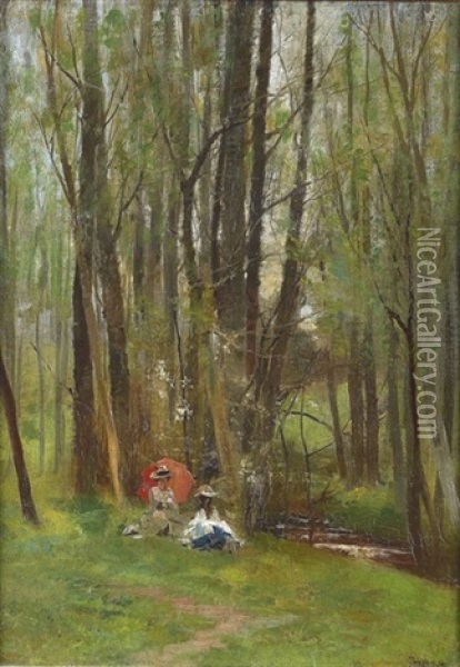 Au Printemps Oil Painting - Francois Adolphe Grison