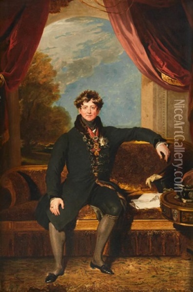Portrait Of King George Iv Seated In Morning Dress Oil Painting - Thomas Lawrence