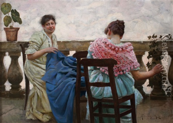 Il Ricamo Oil Painting - Arnaldo Ferraguti