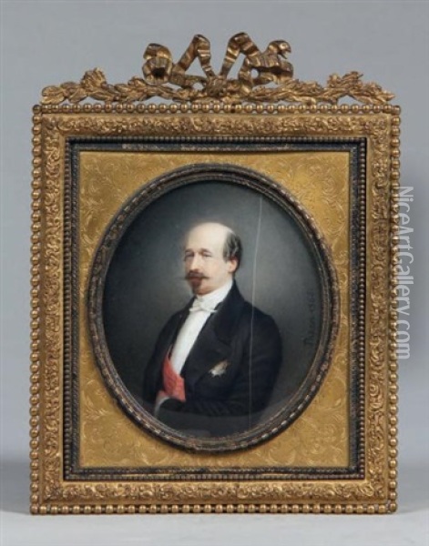 Portrait En Buste Du Duc De Morny Portant Le Grand Cordon De La Legion D'honneur Et La Plaque Des Grands Officiers Oil Painting - Gabriel Aristide Passot