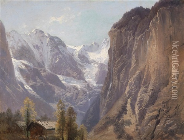 Staubbachfall Bei Grindelwald, Schweiz Oil Painting - Karl Millner