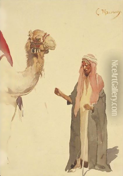 Bedouin With Camel Oil Painting - Konstantin Egorovich Egorovich Makovsky