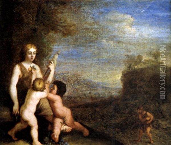 Adam Und Eva Mit Kain Und Abel Oil Painting -  Louise Hollandine Princess of Palatine
