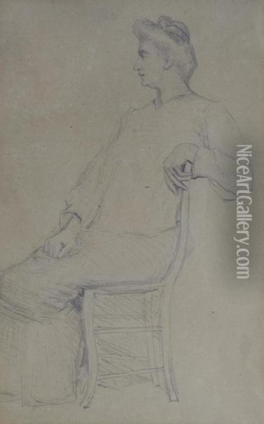 Figura Seduta (fronte); Figura Seduta E Volto (verso) Oil Painting - Lazzaro Luxardo
