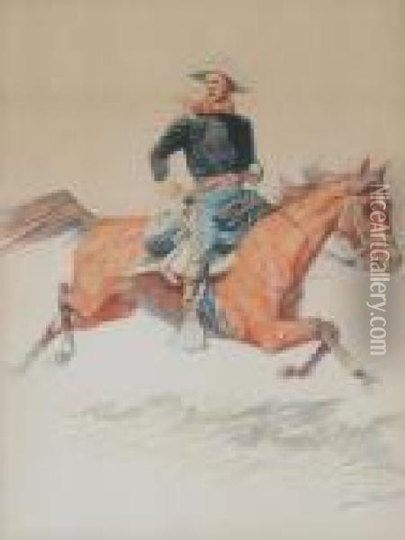 Cavalryman On Horseback Oil Painting - Frederic Remington
