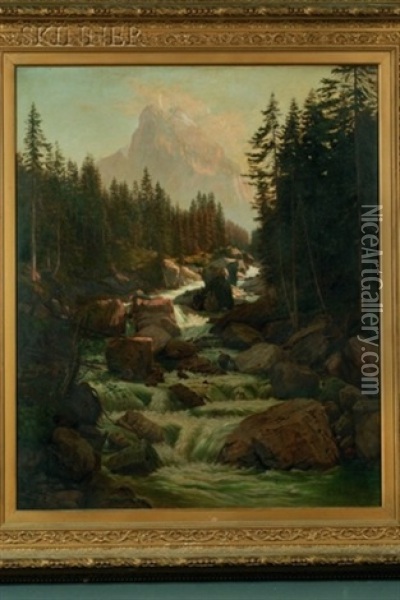 Mountain Stream Oil Painting - Gustavus Adolphus Behne