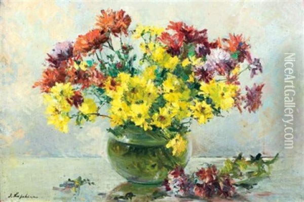 Bouquet De Fleurs Oil Painting - Georgi Alexandrovich Lapchine