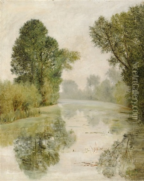 Arbres Sur La Seine Oil Painting - Georgette Agutte