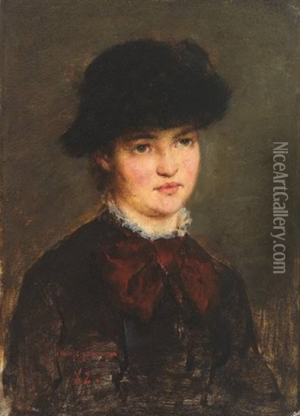 Portrait Einer Reizenden Jungen Frau Oil Painting - Arthur Langhammer