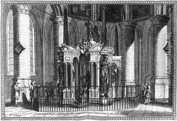 The Tomb of Willem the Silent in the Nieuwe Kerk, Delft 1667-80 Oil Painting - Coenraet Decker