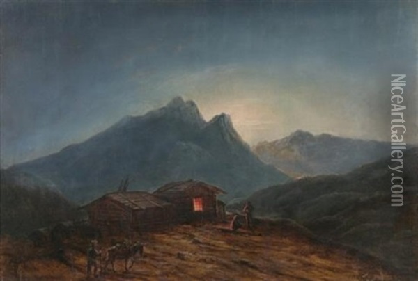 Mountain Cabin Oil Painting - Theodore Emile Achille