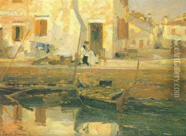 Pueblo De Pescadores Oil Painting - Pietro Bianco Bortoluzzi