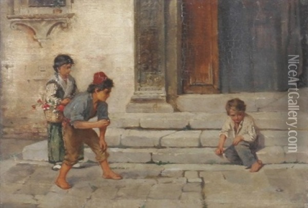 Spielende Kinder Oil Painting - Hubert Salentin