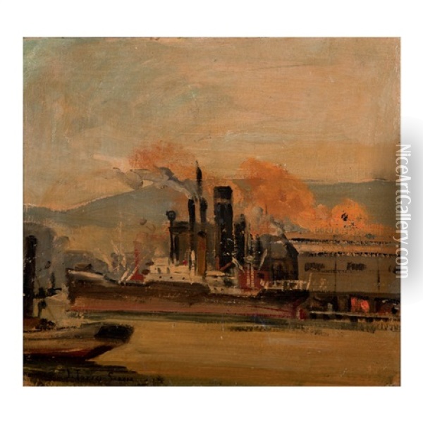 Port De Barcelone Oil Painting - Joaquin Torres-Garcia