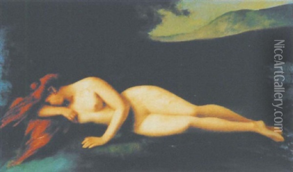 Liegender Akt Mit Roten Haaren Oil Painting - Jean Jacques Henner