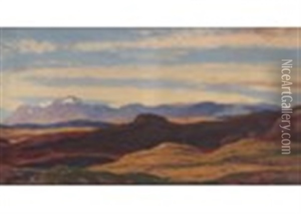 View Over Moorland And Mountains Oil Painting - David Young Cameron