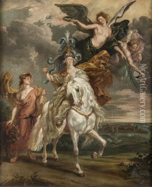 Apoteoza Marii Medici Oil Painting - Juliusz Fortunat von Kossak