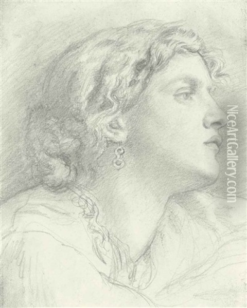 Study Of Fanny Cornforth, Bust-length Oil Painting - Dante Gabriel Rossetti