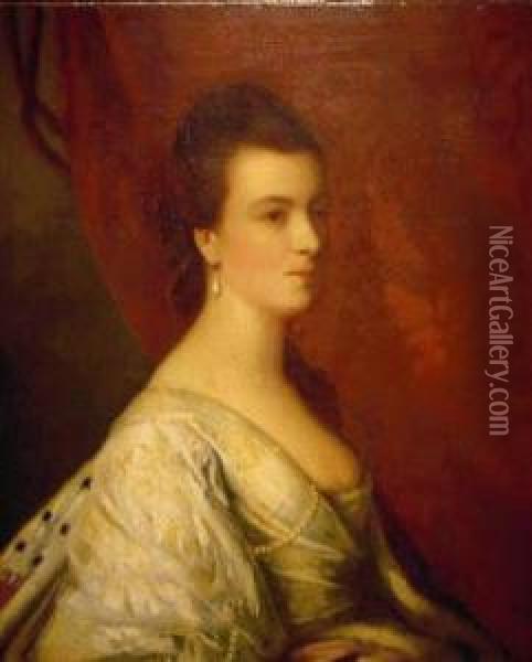 Portrait Of Maria, Countess Waldegrave, Afterwards Duchess Ofgloucester Oil Painting - Francis Coates Jones