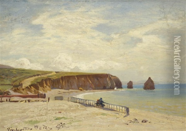 Isle Of Wight - An Der Freshwater Bay Oil Painting - Ernst Koerner