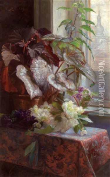 Blumen Am Fenster Oil Painting - Ella Ehrenberger