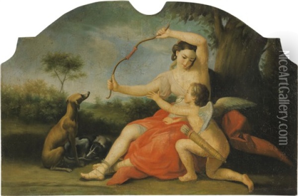 Diana E Cupido Oil Painting - Pompeo Girolamo Batoni