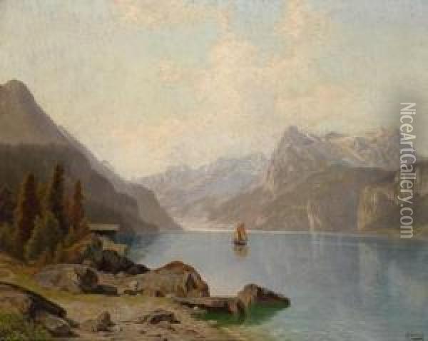 Ein Gebirgssee Oil Painting - Wilhelm Theodor Nocken