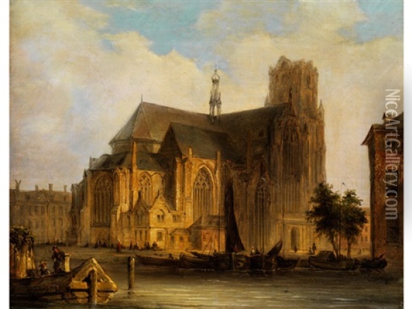 Ansicht Einer Hollandischen Kirche Oil Painting - Jan Simon Voddigel