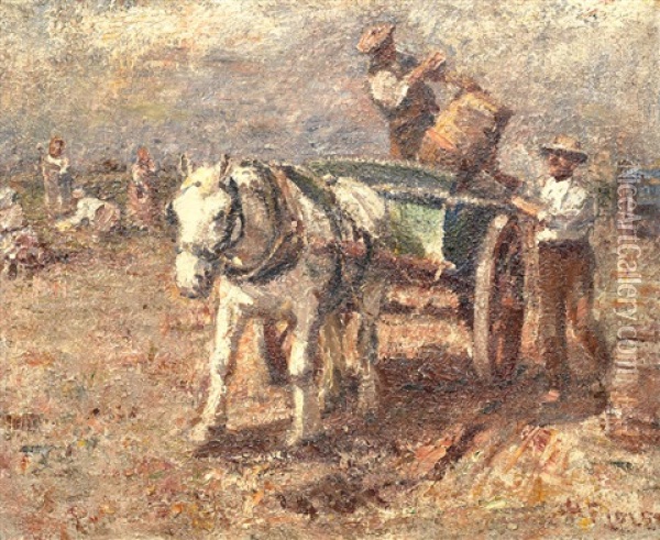 Loading The Cart Oil Painting - Harry Fidler