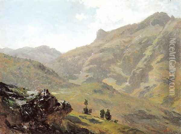 Aguas buenas, Pirineos Oil Painting - Carlos de Haes