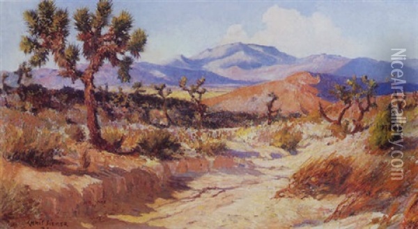 A Desert Landscape With Joshua Trees Oil Painting - Christian Siemer