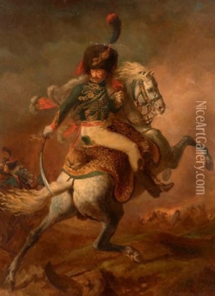 Officier De Chasseurs A Cheval De La Garde Imperiale Chargeant Oil Painting - Theodore Gericault