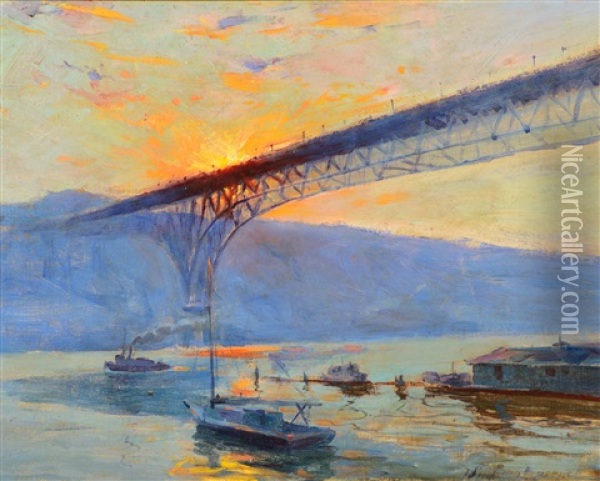 Aurora Bridge, Seattle, Washington Oil Painting - Sydney Mortimer Laurence