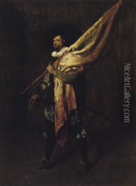 Fahnentrager Oil Painting - Ferdinand Victor Leon Roybet