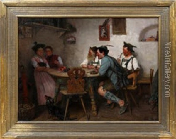 Tavern Scene Oil Painting - Theodor Kleehaas